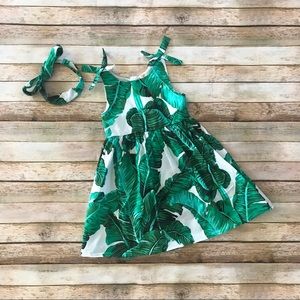 Size 5 girls palm leaf dress with headband